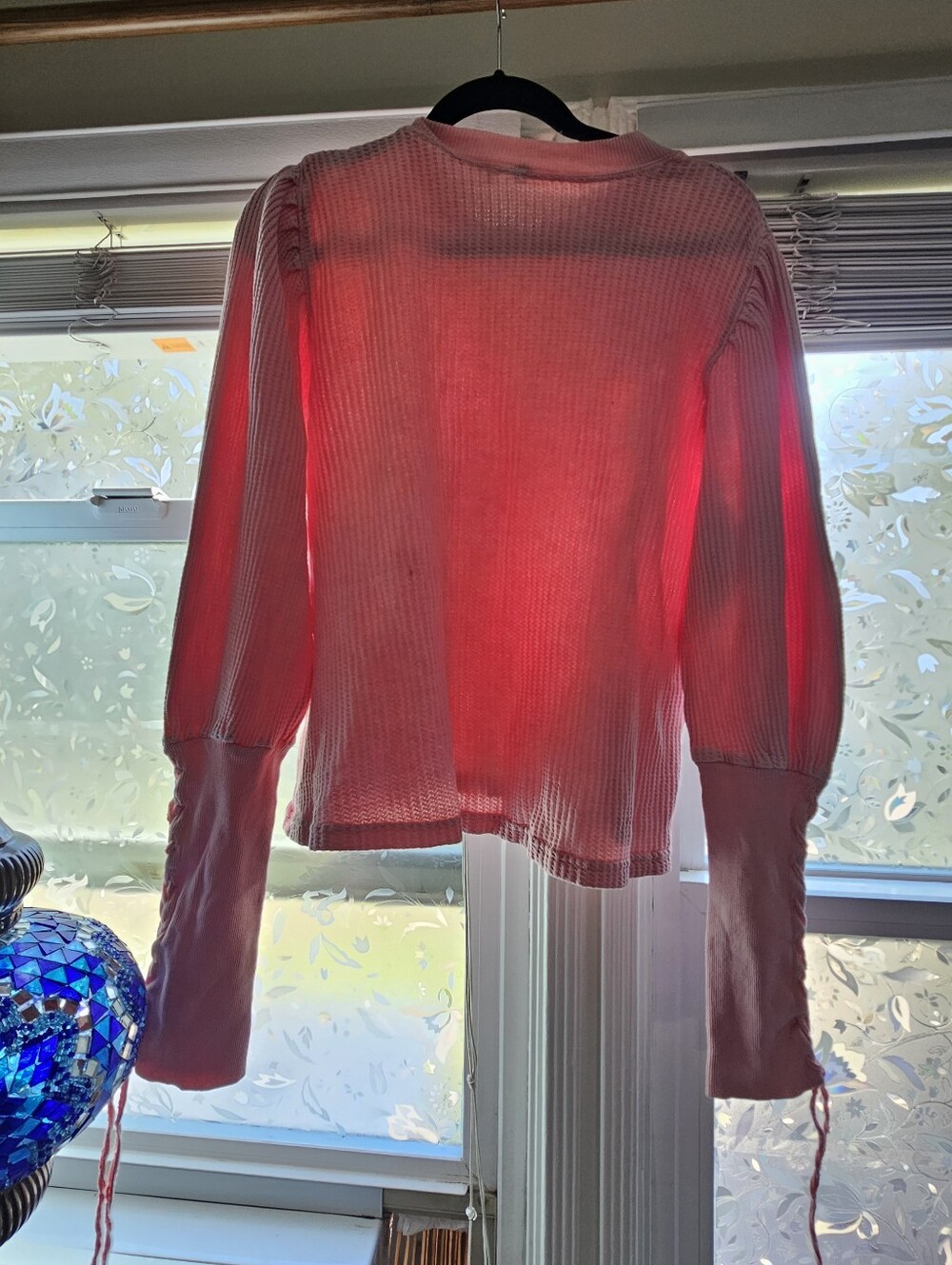 Free People FP One Lace Up Sleeve Thermal Top Pink XL - Picture 5 of 8